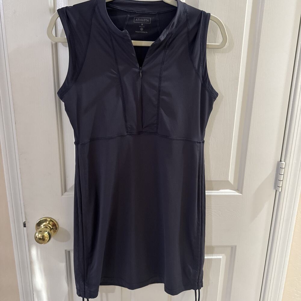 Atheta Woman’s Form Fitting Athletic Grey Dress Size M - Zipper /Pull Ties